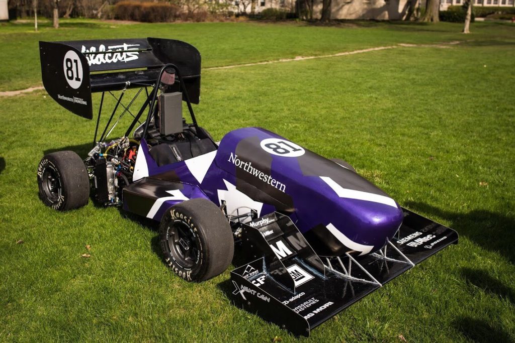 Northwestern Formula Racing's completed 2019 vehicle.